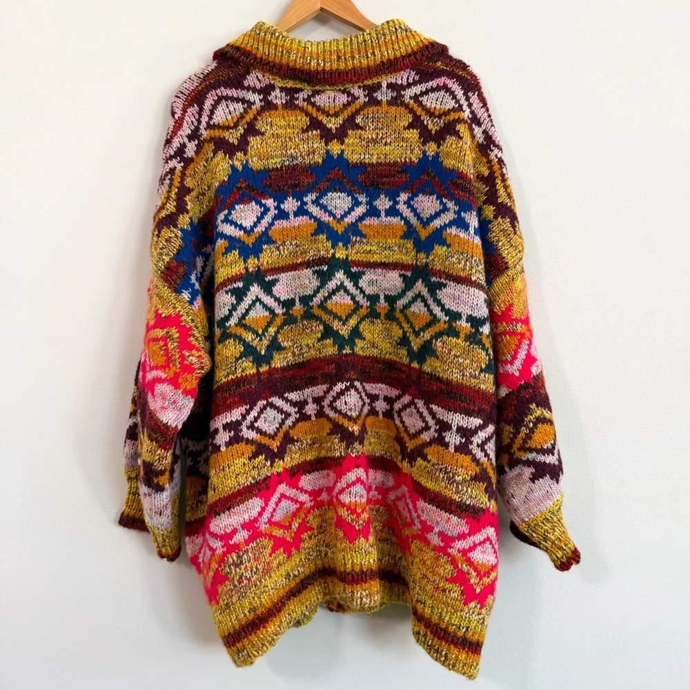 Free People Isle of Sky Multicolor Oversized Sweater Coat Women’s Size XS/S - Picture 7 of 15